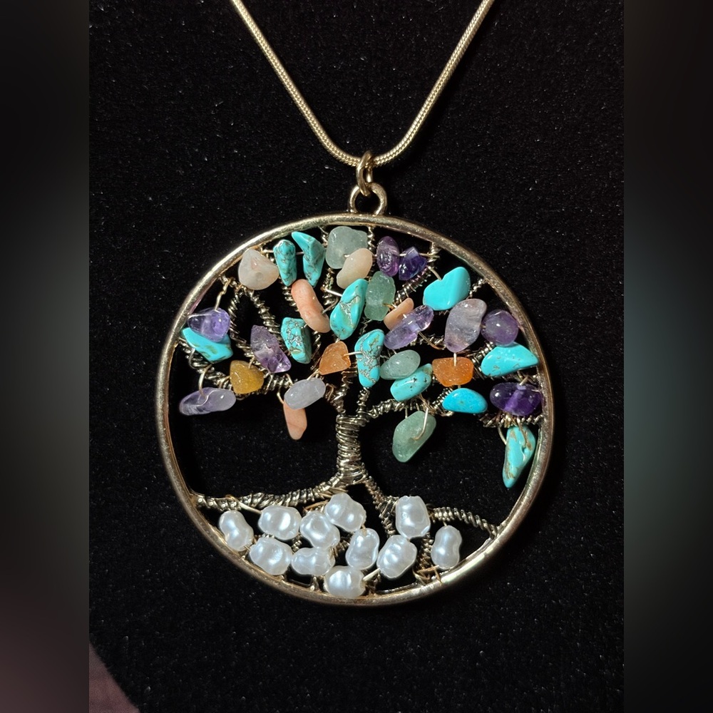 Paparazzi Multicolor Gold Chain Tree of Life Pendant Necklace